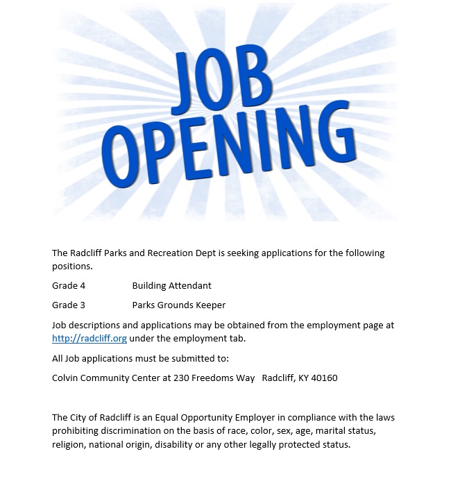 Parks and Recreation Job Openings